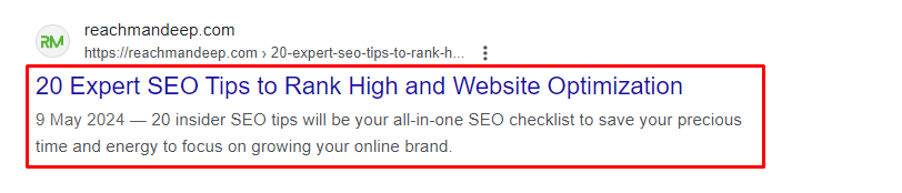 seo optimized meta title and meta desc of seo tips post